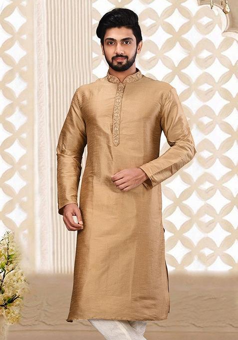 Maroon Hand Work Silk Kurta For Men