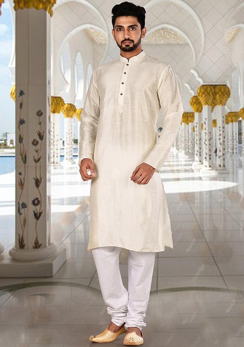 Red Silk Kurta For Men - Indya