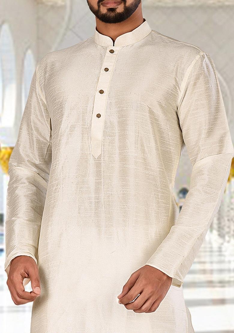 Red Silk Kurta For Men - Indya