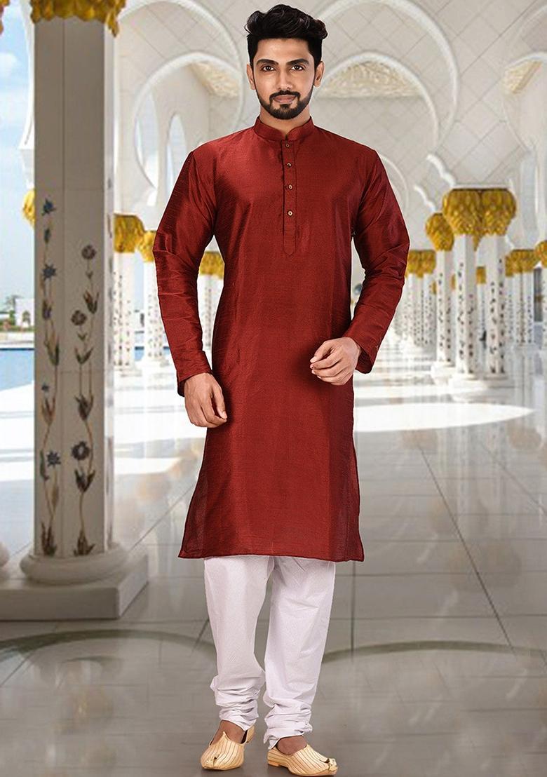 Fawn Silk Kurta For Men - Indya