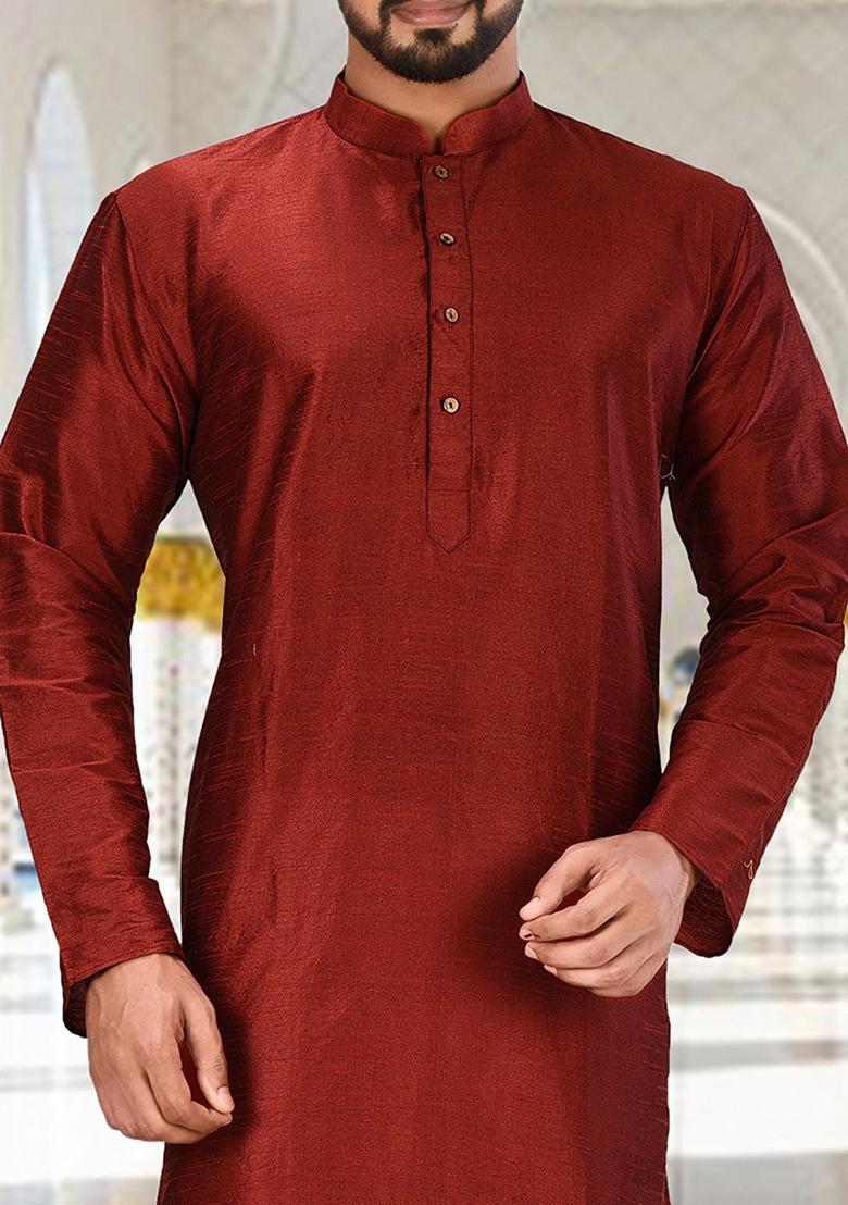 Fawn Silk Kurta For Men - Indya