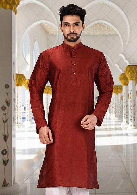 Fawn Silk Kurta For Men