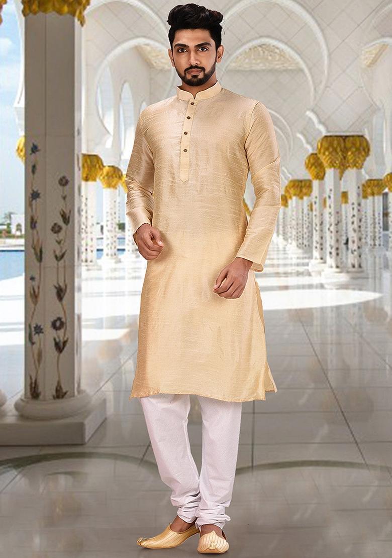 Grey Silk Kurta For Men - Indya