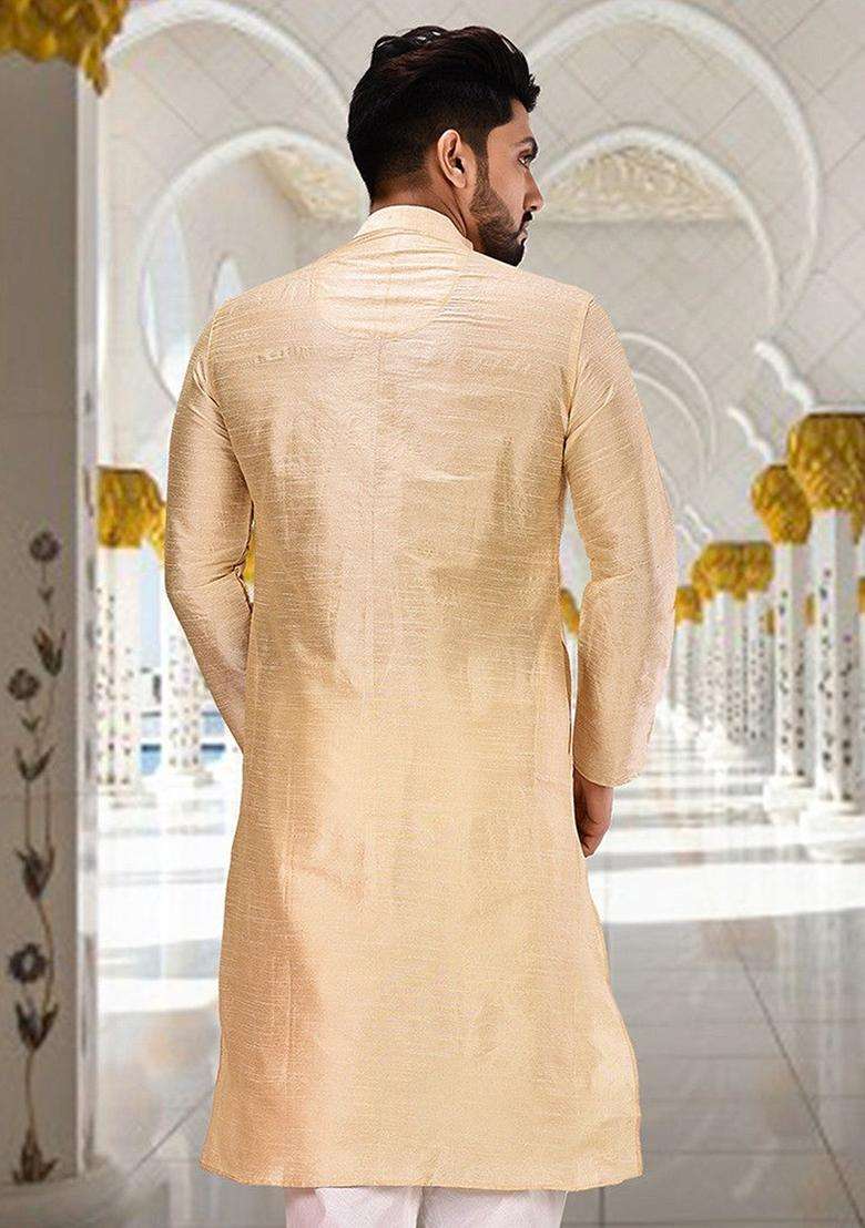 Grey Silk Kurta For Men - Indya