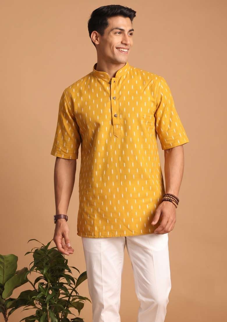 Multicolor Printed Cotton Kurta For Men - Indya