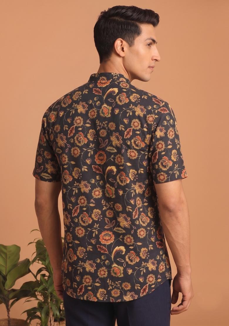 Multicolor Printed Cotton Kurta For Men - Indya