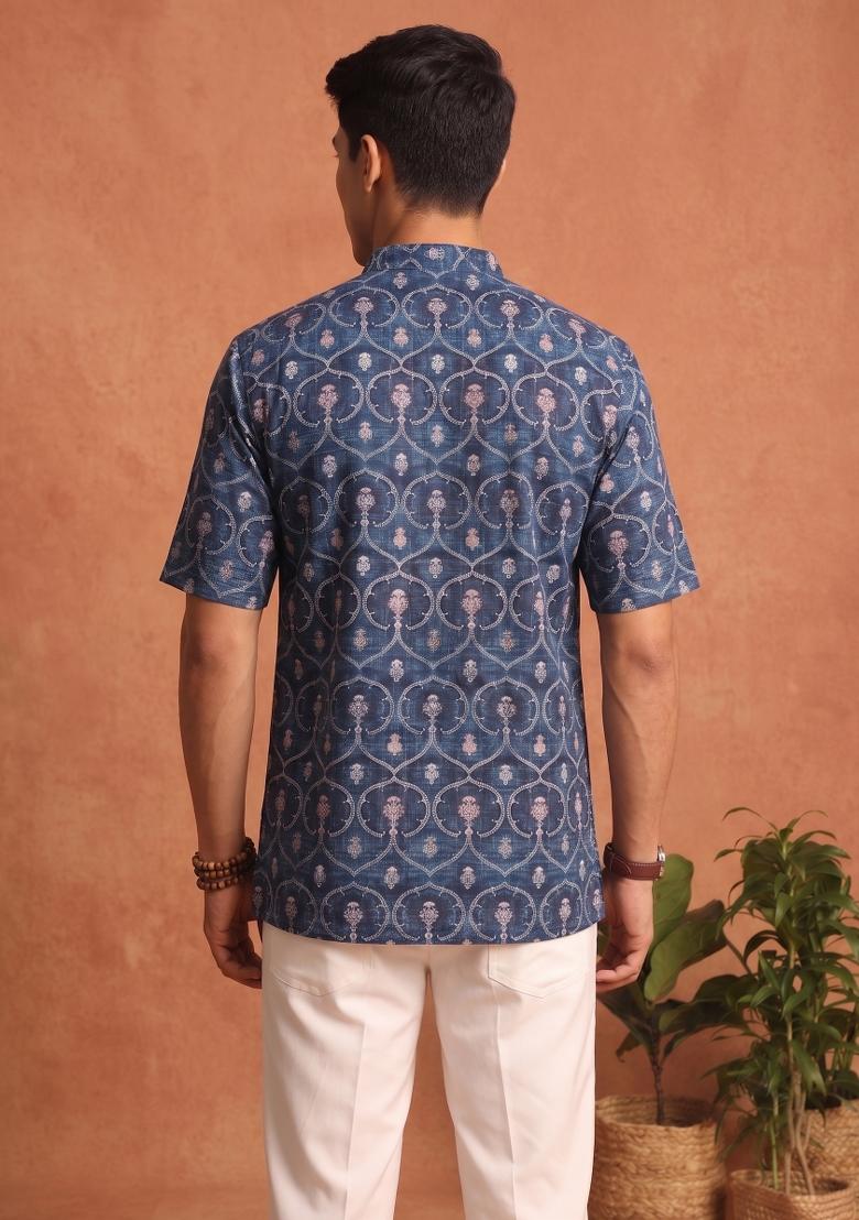 Multicolor Printed Cotton Kurta For Men - Indya
