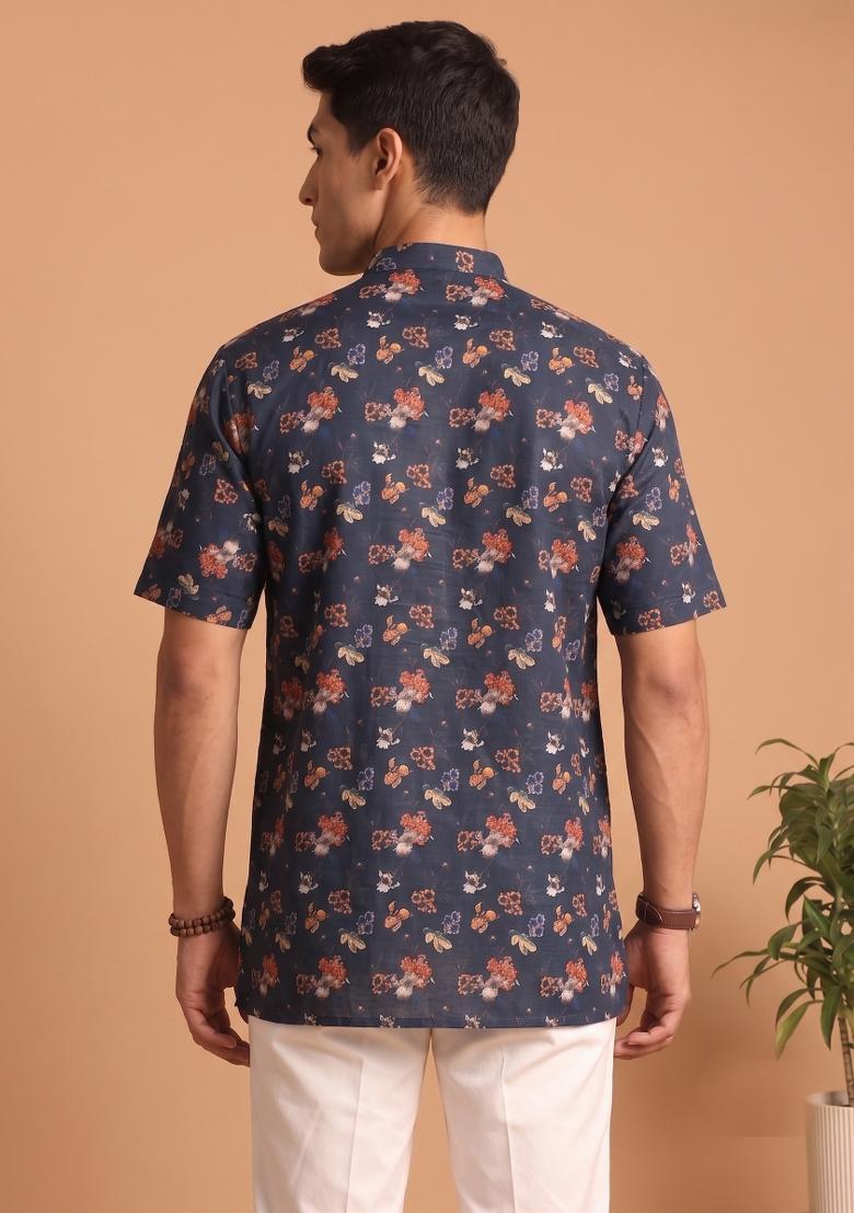 Multicolor Printed Cotton Kurta For Men - Indya