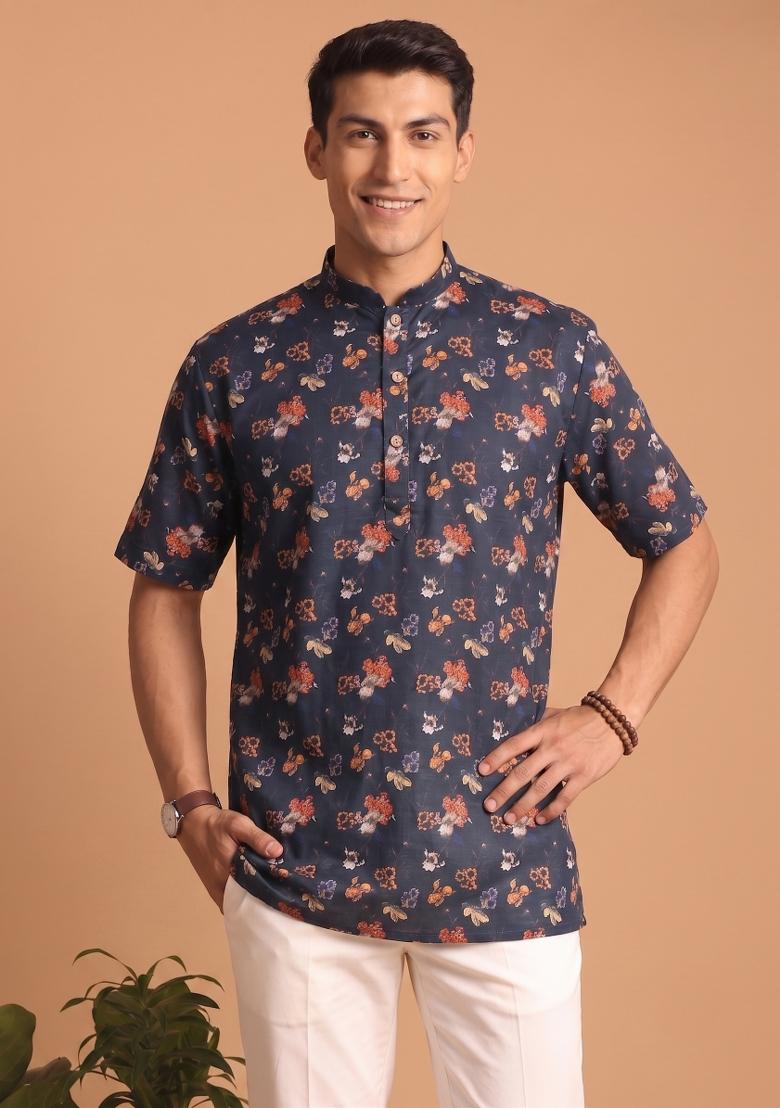 Multicolor Printed Cotton Kurta For Men - Indya