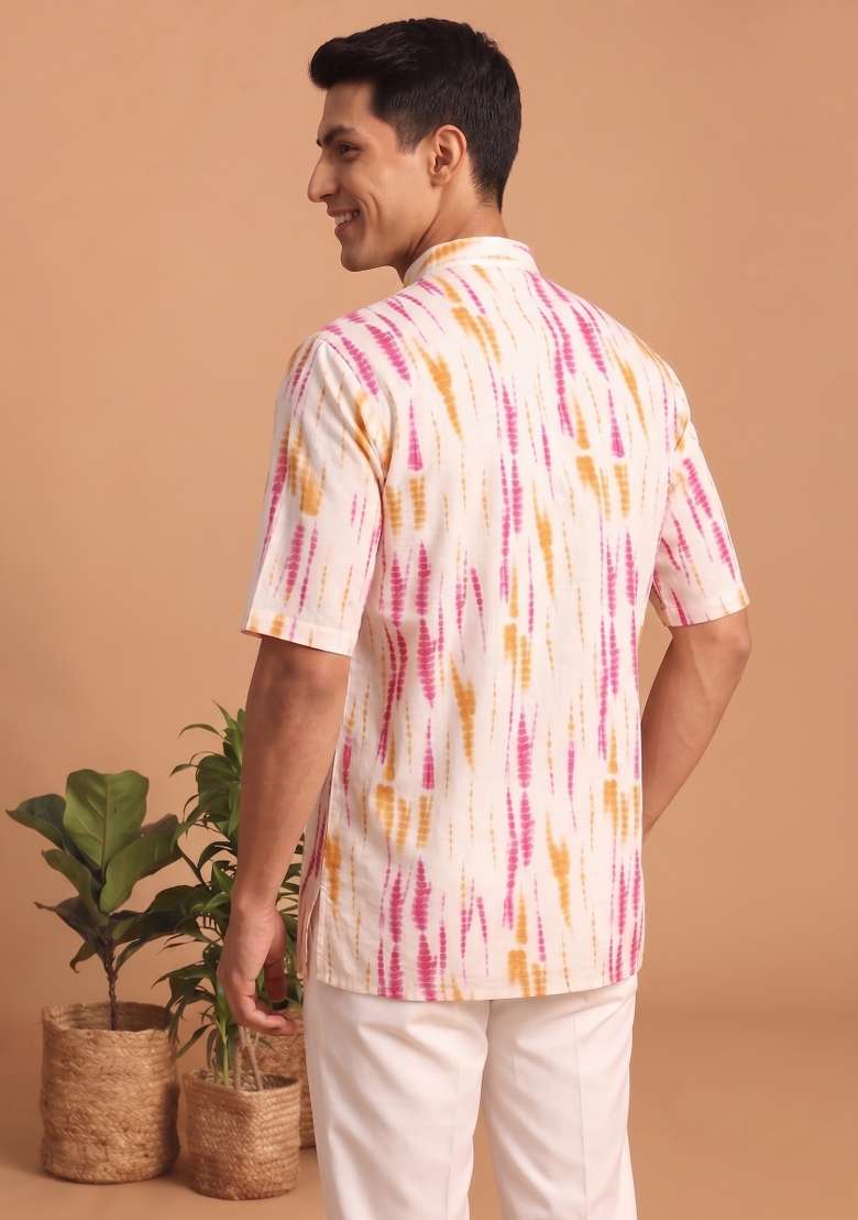 Multicolor Printed Cotton Kurta For Men - Indya