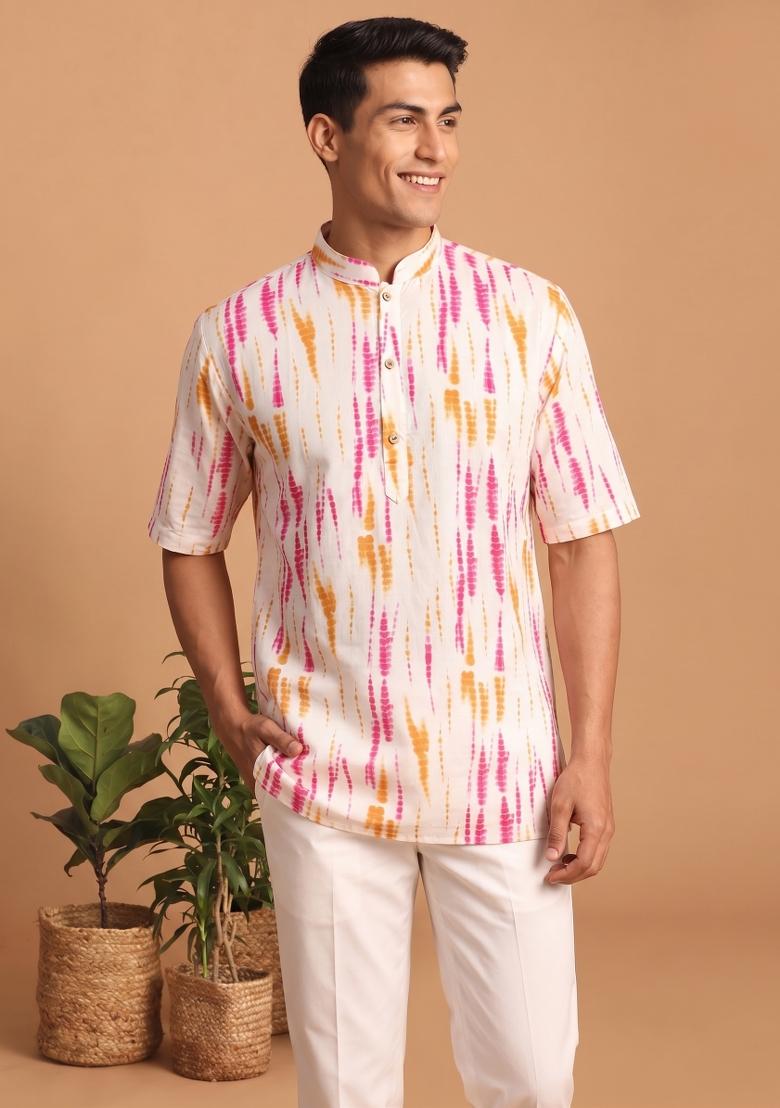 Multicolor Printed Cotton Kurta For Men - Indya