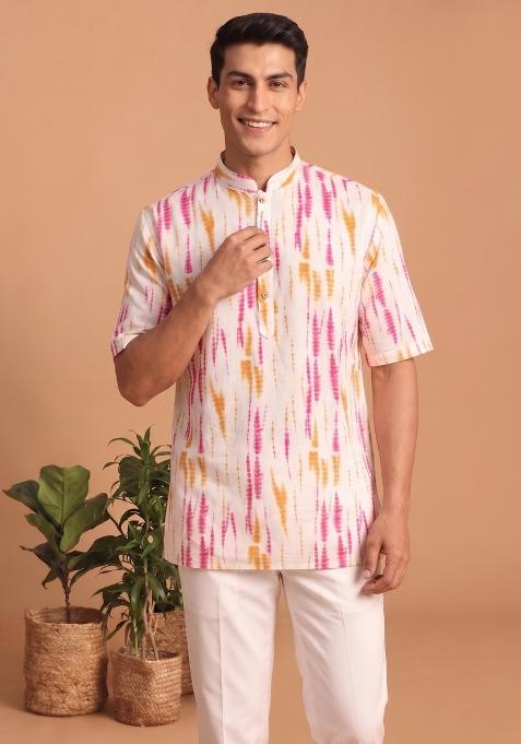 Multicolor Printed Cotton Kurta For Men