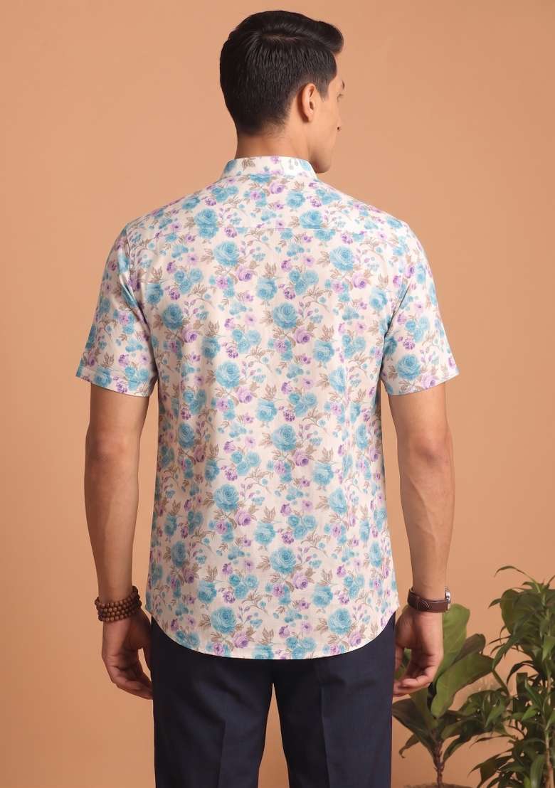 Multicolor Printed Cotton Kurta For Men - Indya