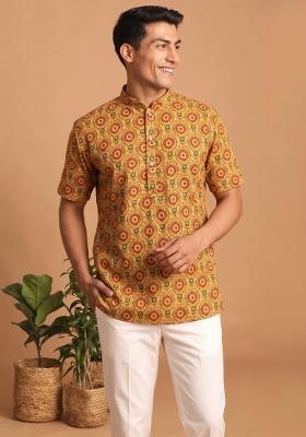 Multicolor Printed Cotton Kurta For Men