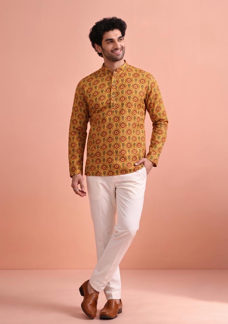 Multicolor Printed Cotton Kurta For Men - Indya