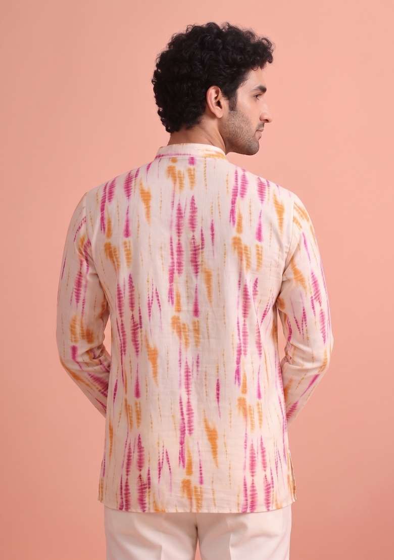 Multicolor Printed Cotton Kurta For Men - Indya
