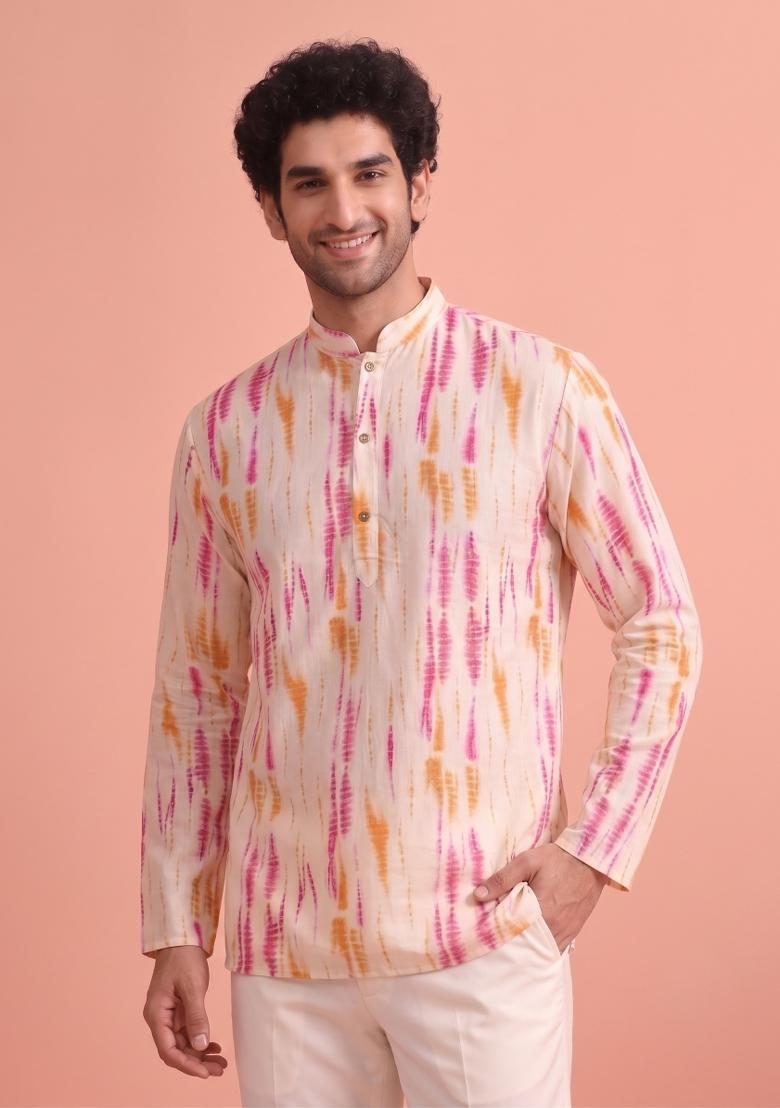 Multicolor Printed Cotton Kurta For Men - Indya