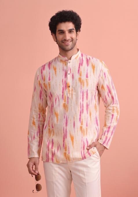 Multicolor Printed Cotton Kurta For Men