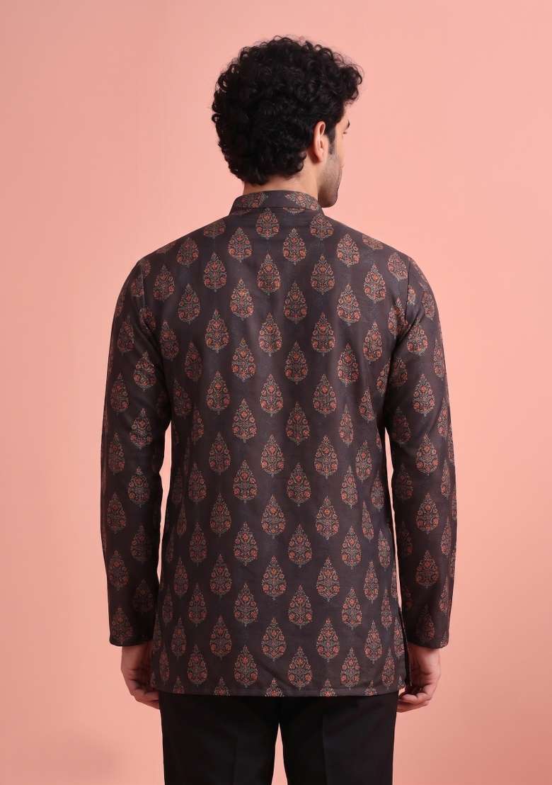 Multicolor Printed Cotton Kurta For Men - Indya