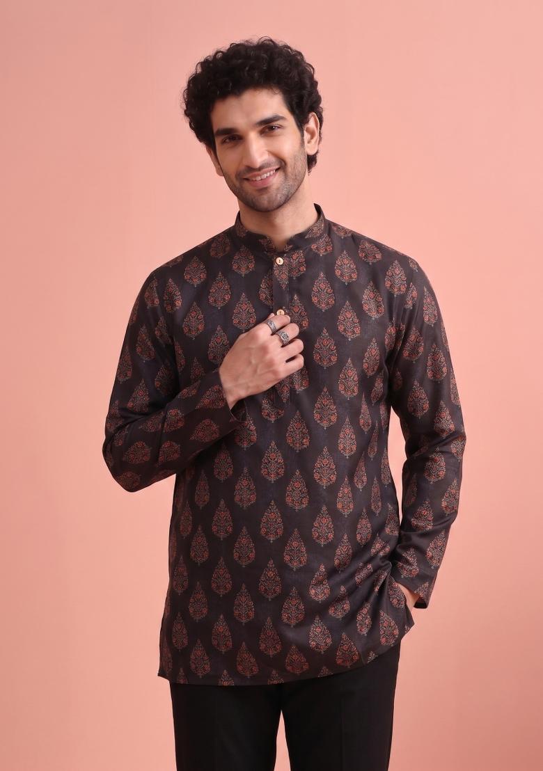 Multicolor Printed Cotton Kurta For Men - Indya