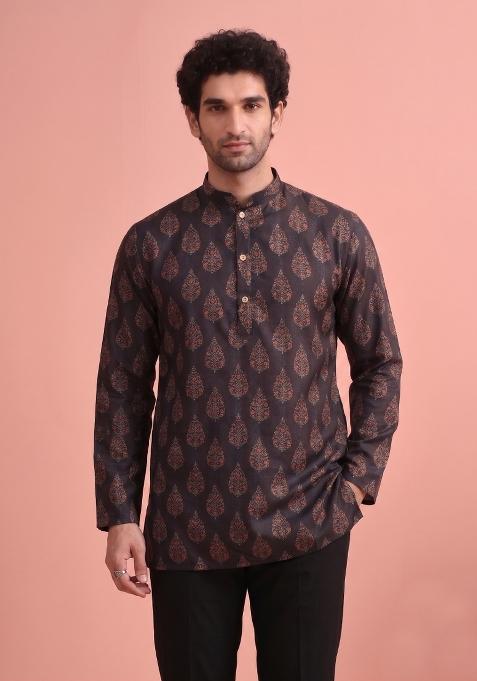 Multicolor Printed Cotton Kurta For Men