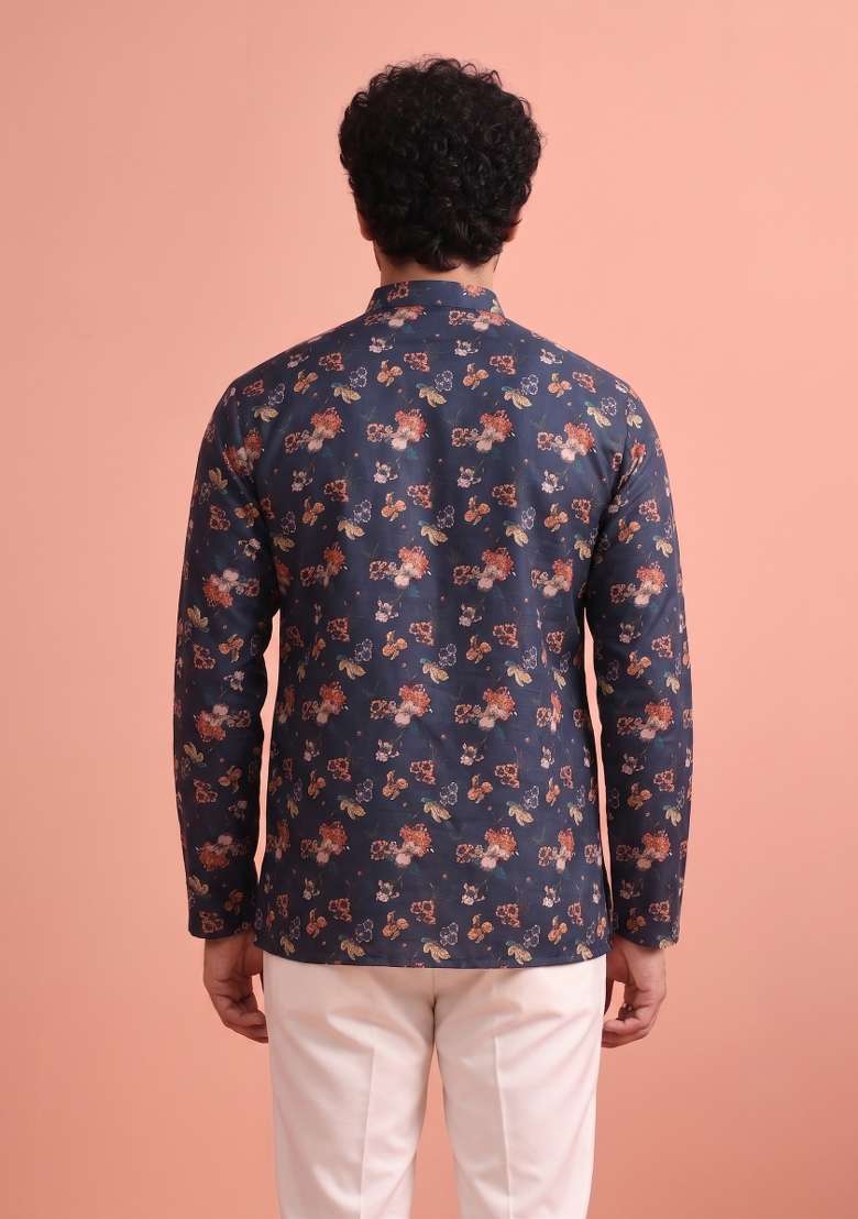 Multicolor Printed Cotton Kurta For Men - Indya