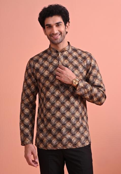 Multicolor Printed Cotton Kurta For Men