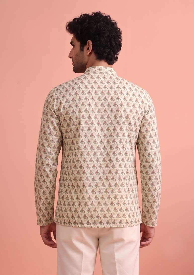 Multicolor Printed Cotton Kurta For Men - Indya