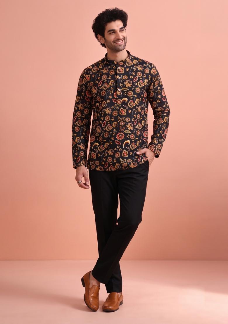 Multicolor Printed Cotton Kurta For Men - Indya