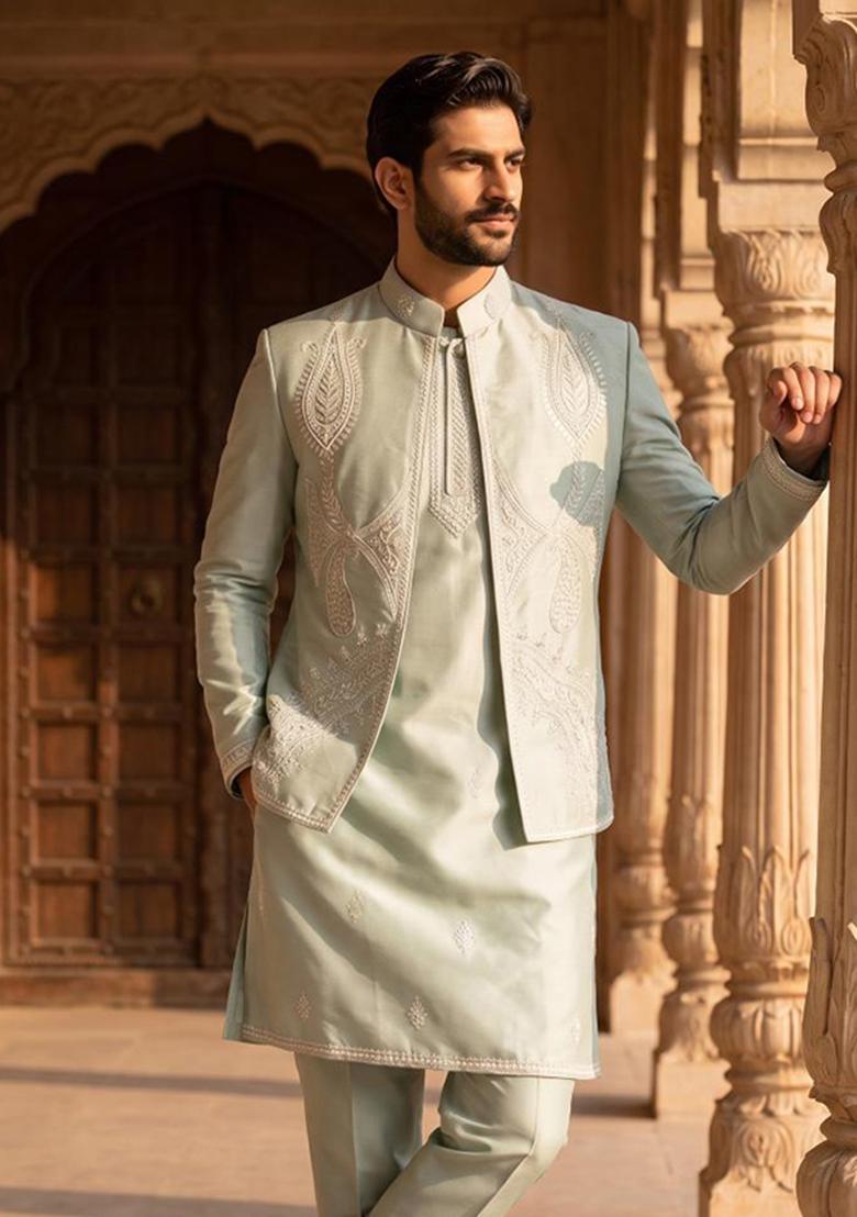 Pista Embroidery Doniar Jacket Set For Men - Indya