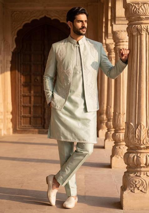 Pista Embroidery Doniar Jacket Set For Men