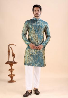 Rama Jacquard Silk Kurta For Men