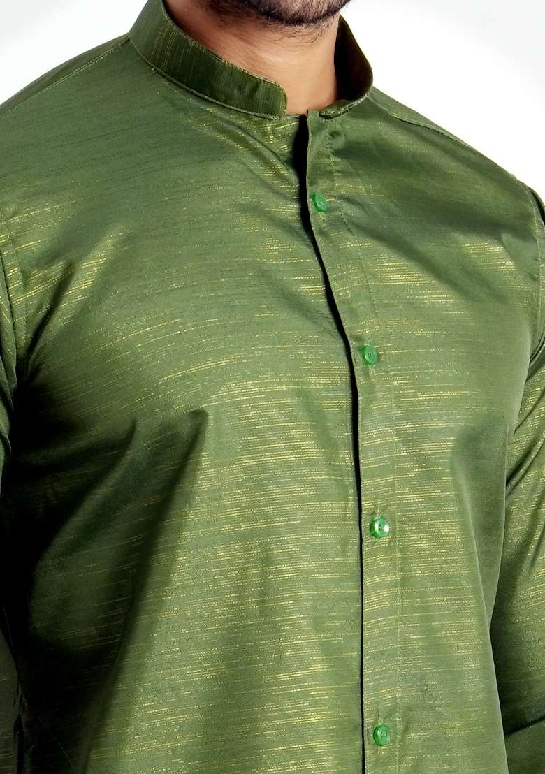 Mehendi Jari Work Cotton Kurta For Men - Indya