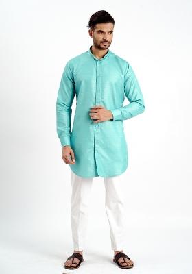 Rama Jari Work Cotton Kurta For Men