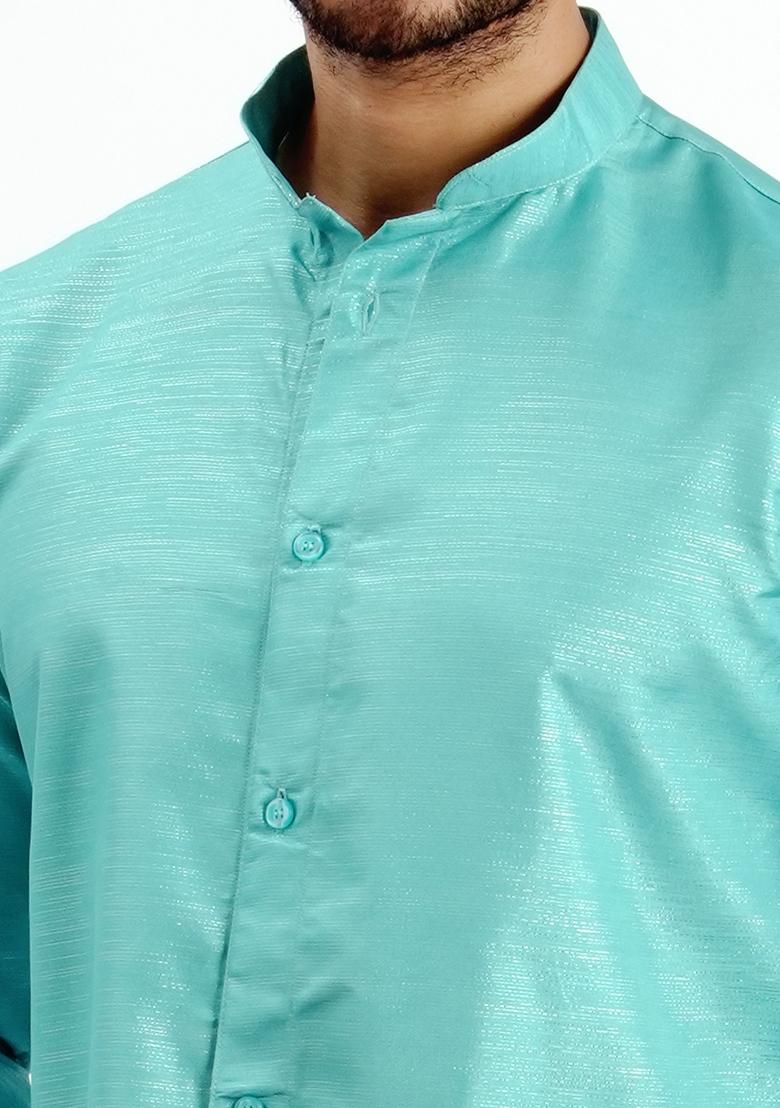 Rama Jari Work Cotton Kurta For Men - Indya