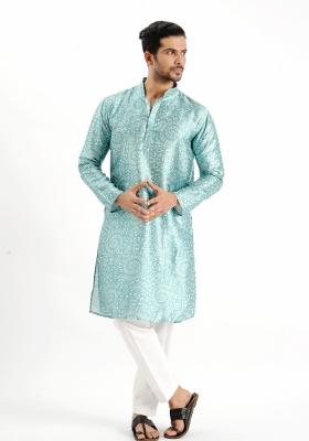 Rama Printed Silk Kurta For Men