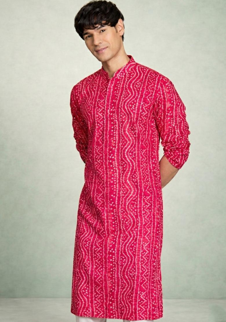 Rani Printed Cotton Kurta Set For Men - Indya