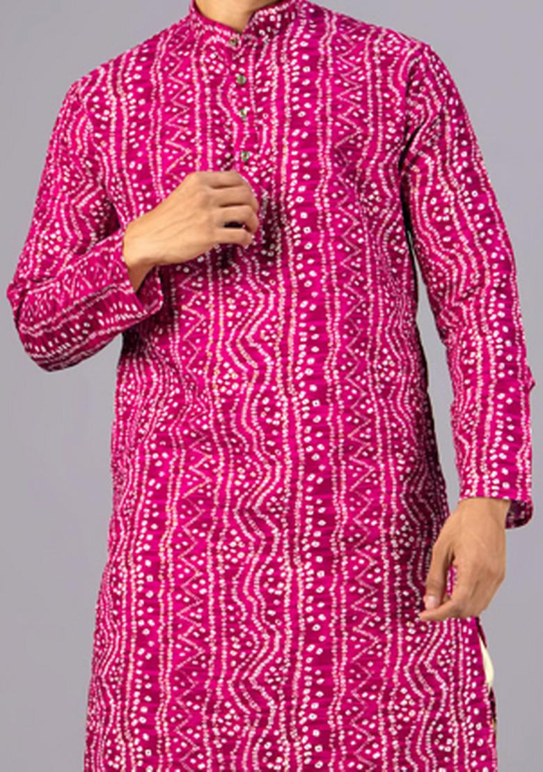 Rani Printed Cotton Kurta Set For Men - Indya