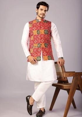 Multicolor Printed Cotton Waistcoat For Men