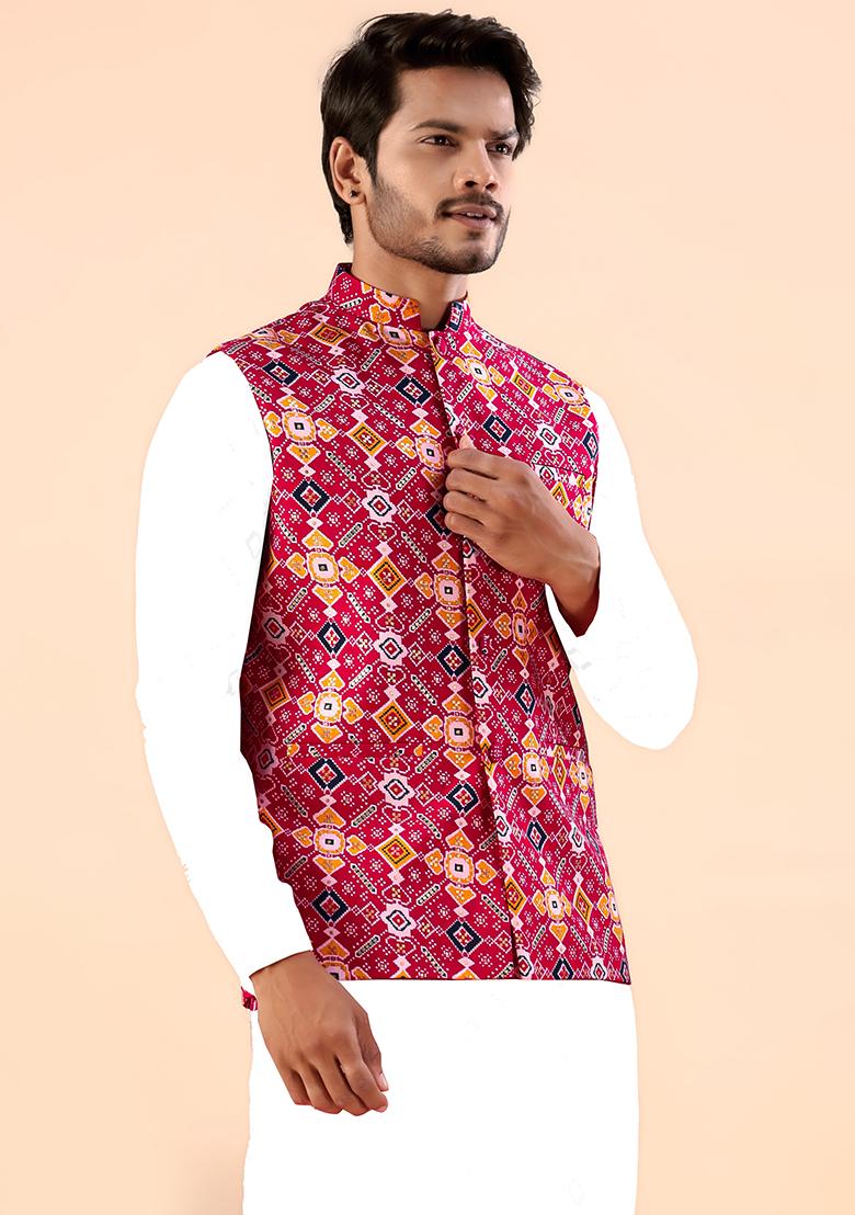Rani Printed Cotton Waistcoat For Men - Indya