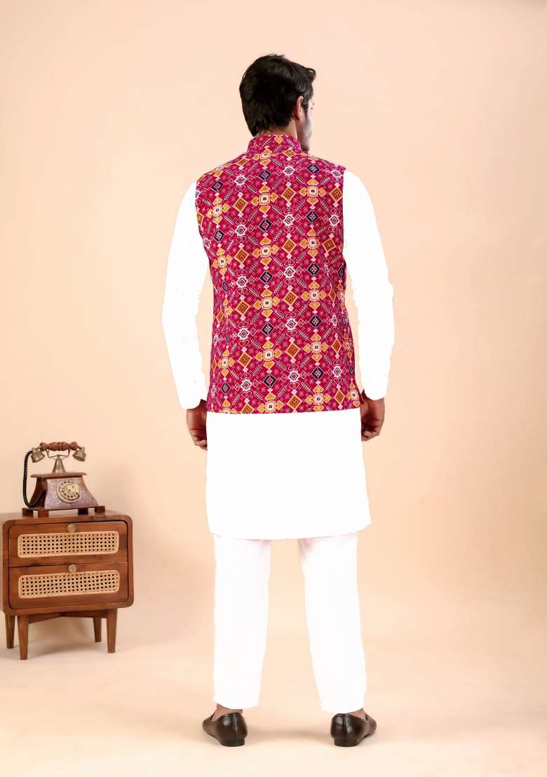 Rani Printed Cotton Waistcoat For Men - Indya