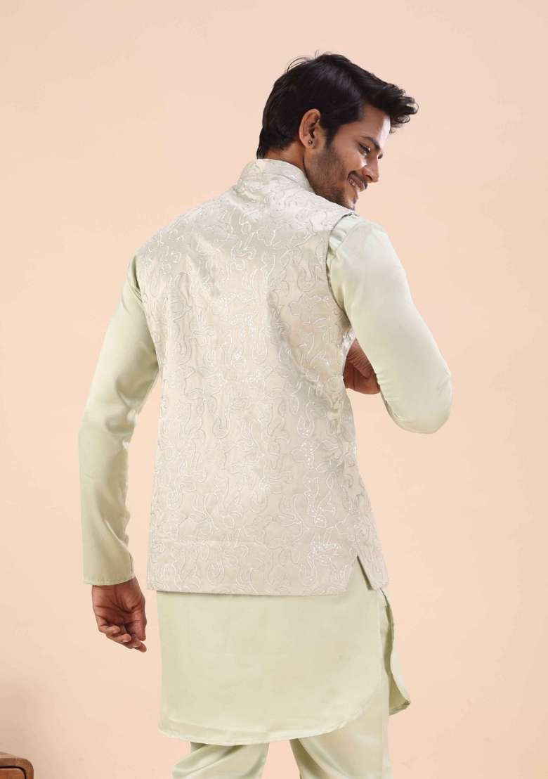 Pista Embroidery Cotton Waistcoat For Men - Indya
