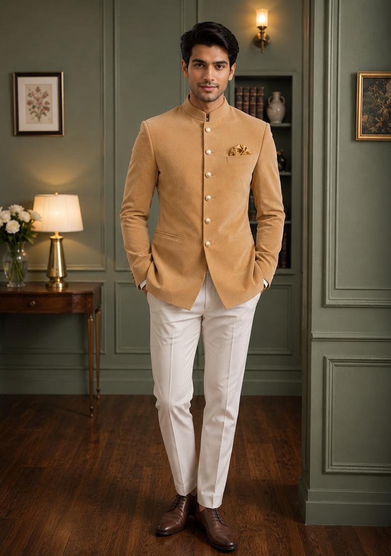 Chiku Solid Velvet Jodhpuri For Men - Indya