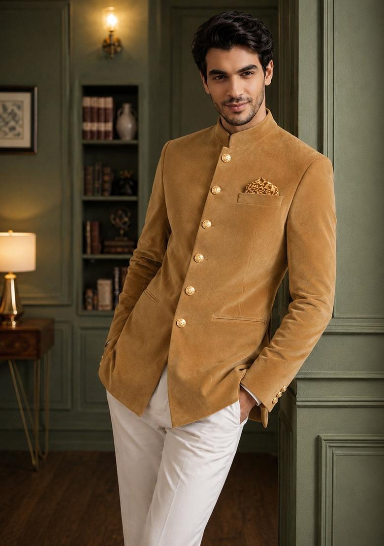 Chiku Solid Velvet Jodhpuri For Men - Indya