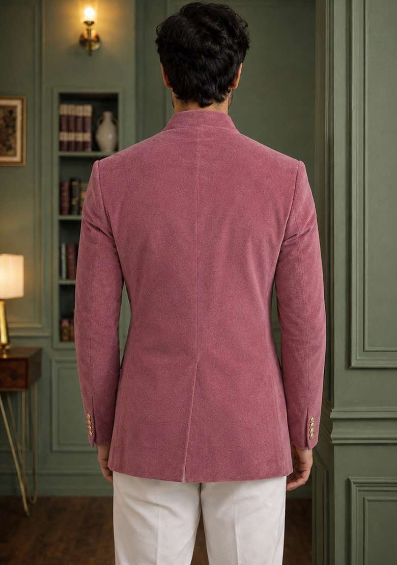 Light Onion Solid Velvet Jodhpuri For Men - Indya