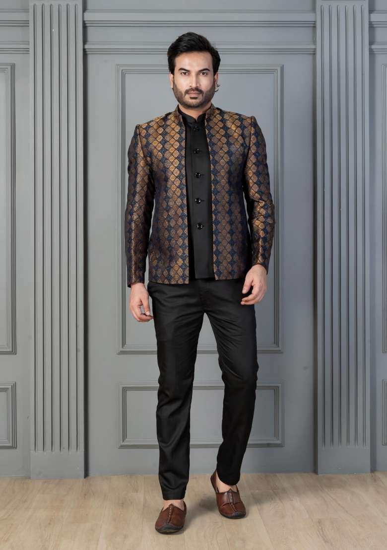 Yellow Embroidery Silk Sherwani Set For Men - Indya