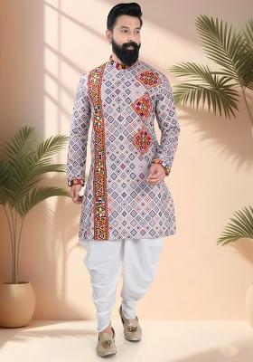 Multicolor Embroidery Cotton Kurta For Men