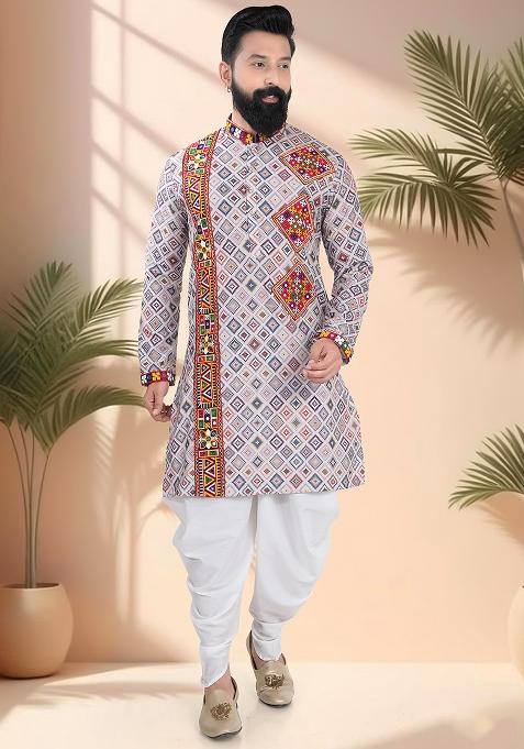 Multicolor Embroidery Cotton Kurta For Men