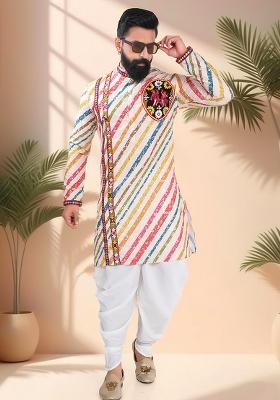 Multicolor Embroidery Cotton Kurta For Men
