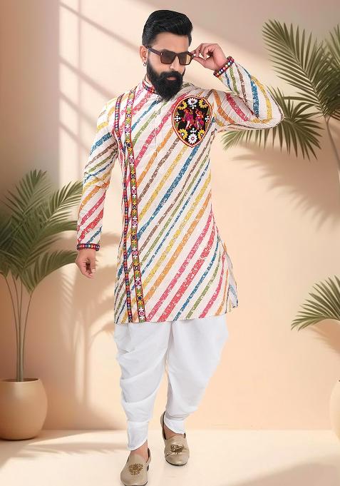 Multicolor Embroidery Cotton Kurta For Men